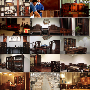 古典红木家具工厂雕刻木业雕刻花工匠师傅手工艺木材木料视频素材