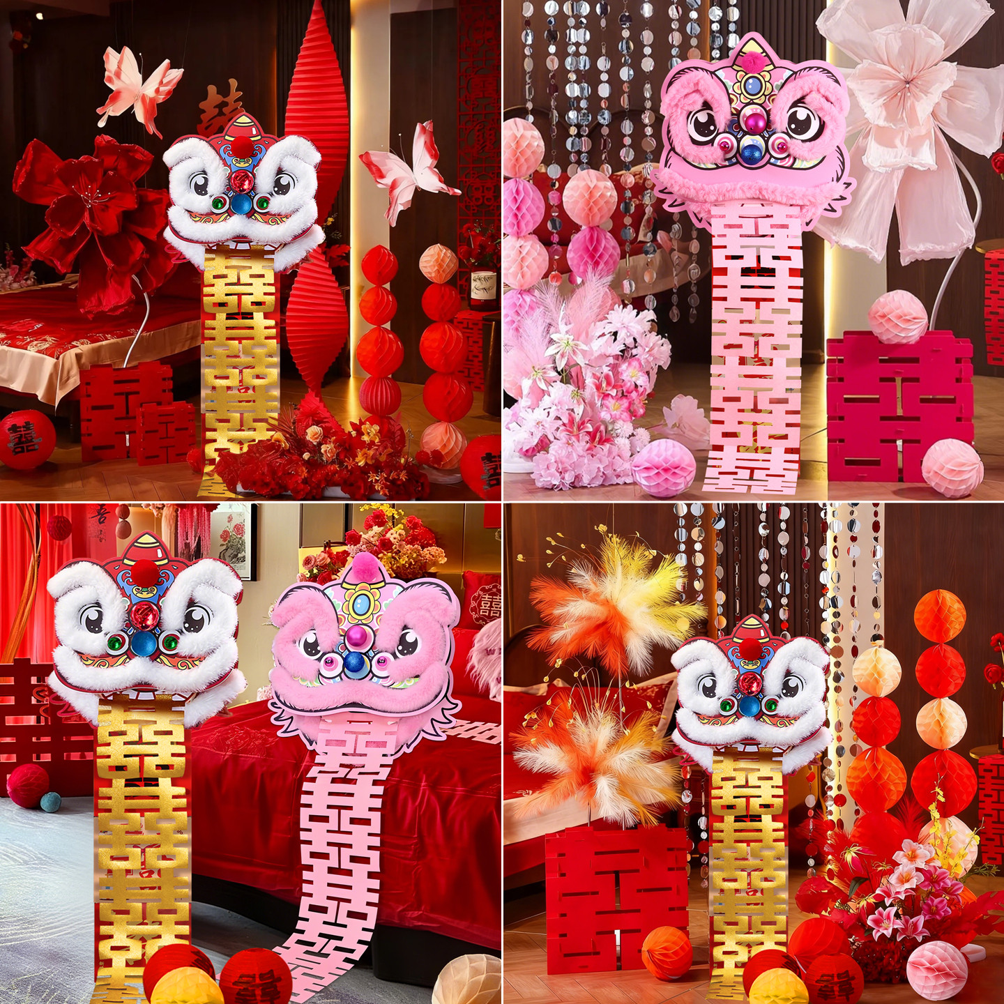 结婚醒狮布置套装婚房客厅狮子头落地摆件晨袍拍照道具订婚礼用品,节庆用品/礼品,婚房装扮用品,淘宝优惠券,粉丝福利购,淘宝优惠卷
