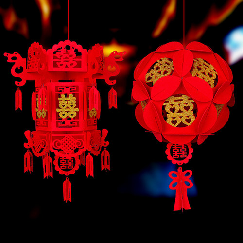 佰聚鑫无纺布喜字宫灯结婚挂饰