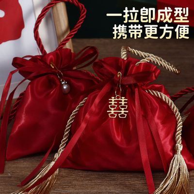 高档喜糖袋子礼盒婚礼结婚专用手提高级糖盒布袋糖果瓜手提式新款