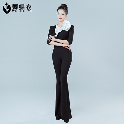 女形体训练加长大喇叭裤套装