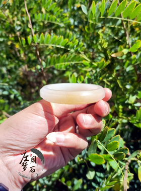 庄周梦石 冰底俏黄六方镯内蒙古佘太翠佘太玉石精品小众民族风