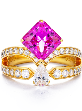 JCJ时装珠宝HighJewelPlay系列925银合成红宝石皇冠戒指