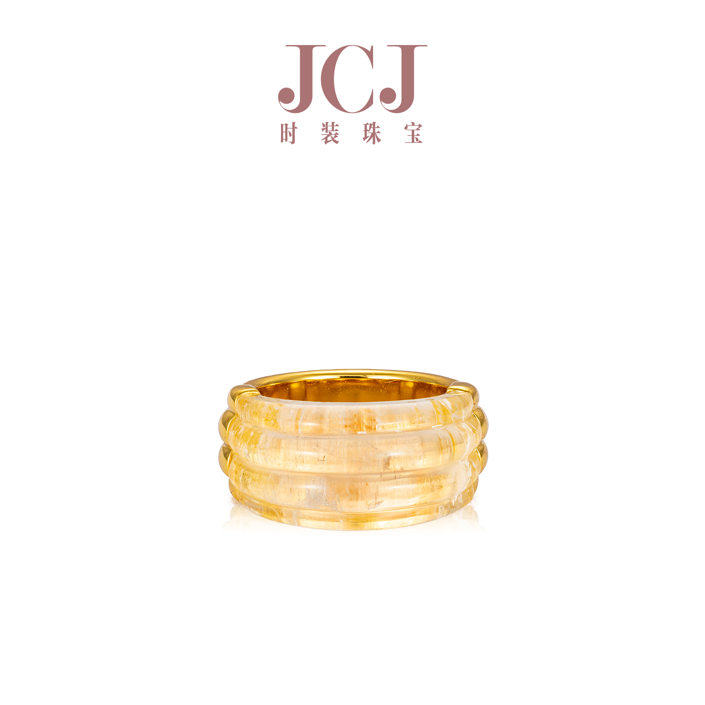 白水晶装饰艺术风格宽戒指