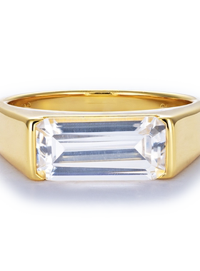 JCJ时装珠宝HighJewelPlay系列925银极简风长方祖母绿形锆石戒指