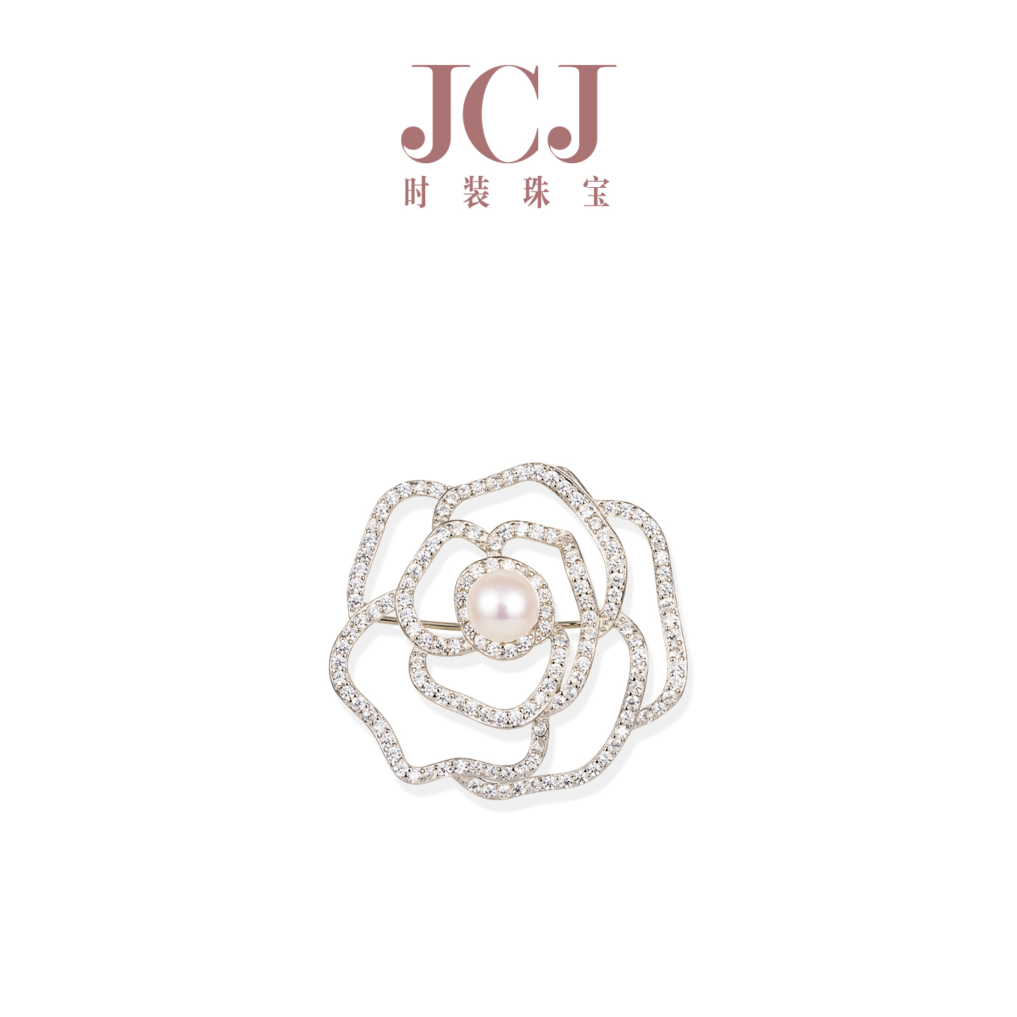 立体镂空花朵珍珠胸针