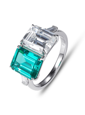 jcj时装珠宝白绿双石戒指