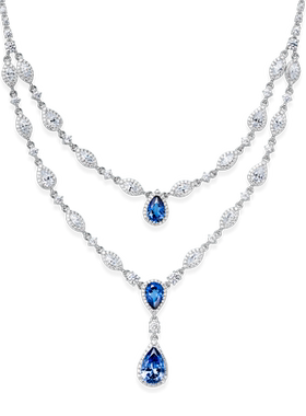 jcj时装珠宝蓝宝女双层项链