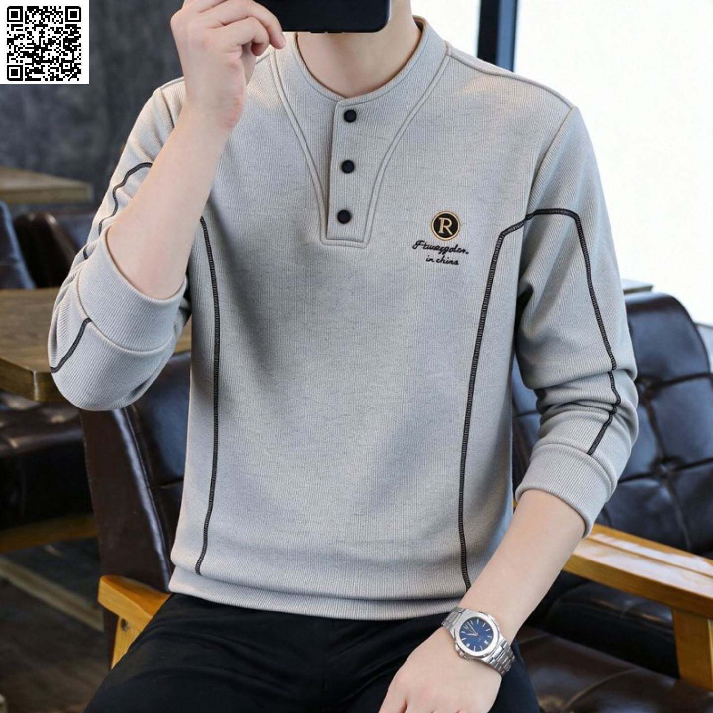 陆海丰超凡服饰旗舰店高档男士轻奢卫衣2026秋季新款立领百搭长袖
