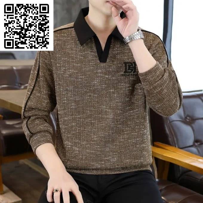 维乾男装秋季高档轻奢休闲长袖卫衣男V领时尚打底衫上衣百搭t恤衫