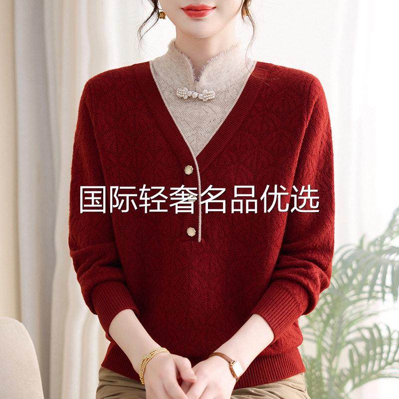 真值优选女装秋冬时尚国风针织衫半高领减龄毛衣加绒保暖妈妈上衣,女装/女士精品,毛针织衫,淘宝优惠券,粉丝福利购,淘宝优惠卷