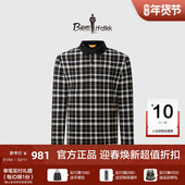 比音勒芬秋季 男 POLO衫 男士 上衣复古高格纹翻领T恤弹力挺括长袖