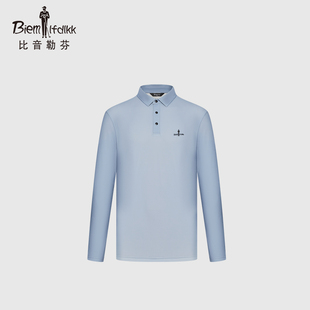 polo衫 商务休闲长袖 抗菌透气 男简约通勤翻领T恤 比音勒芬秋季