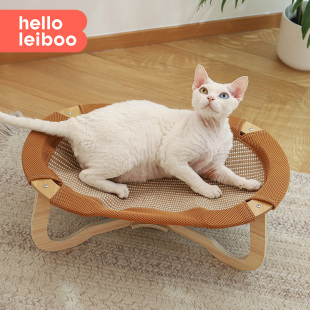 可用藤编猫窝 猫吊床吊篮折叠宠物行军床离地木制稳固可拆洗四季