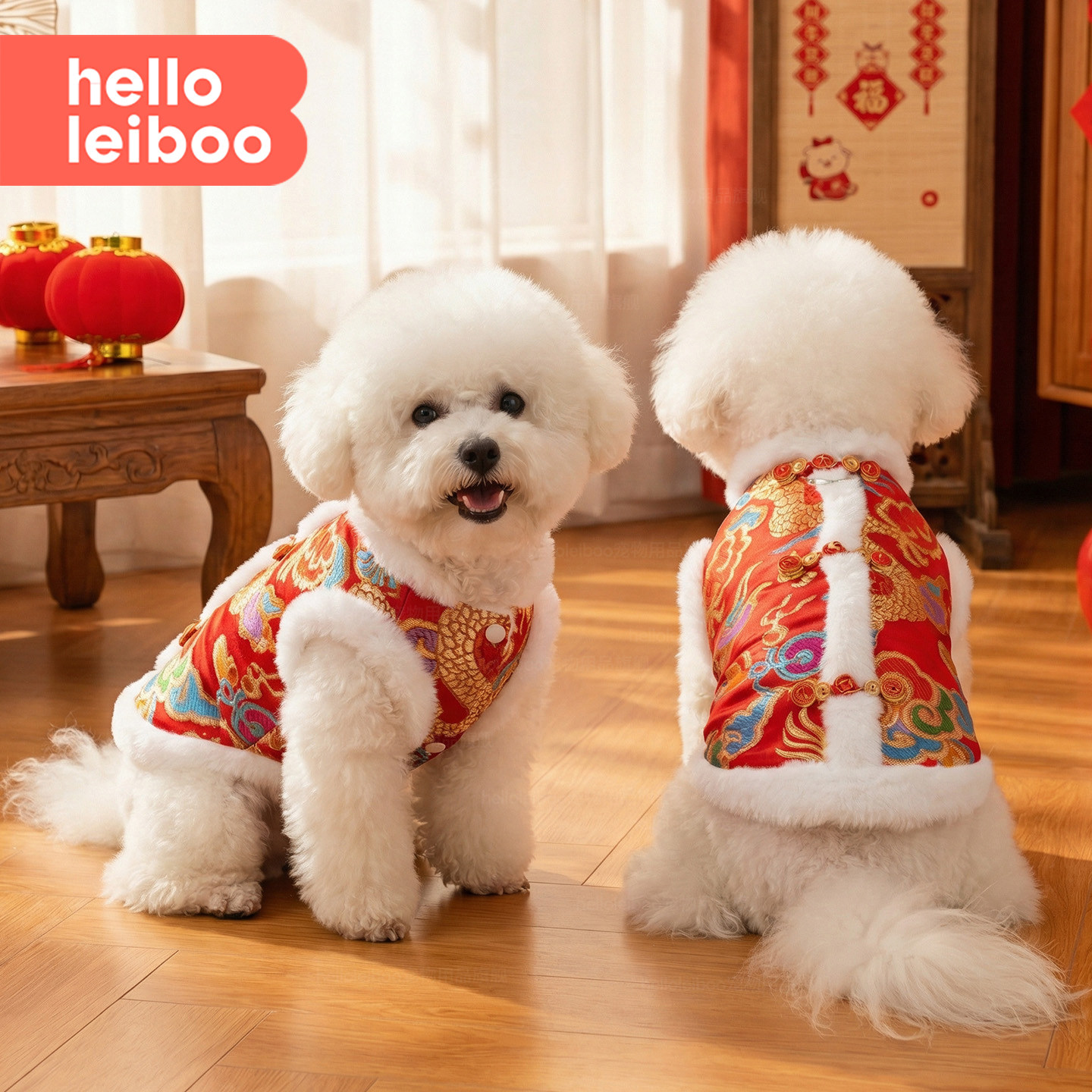 狗狗衣服猫咪秋冬唐装小狗泰迪比熊雪纳瑞冬季保暖2026新款喜庆装
