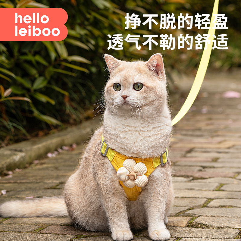 徕本猫咪牵引绳防挣脱外出专用溜猫胸背带背心式可调节宠物遛猫绳