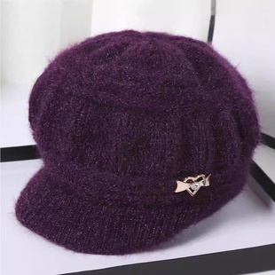 洋气尚妈妈中老年奶奶加绒保暖毛线针织冬帽 时尚 帽子女款 2024新款