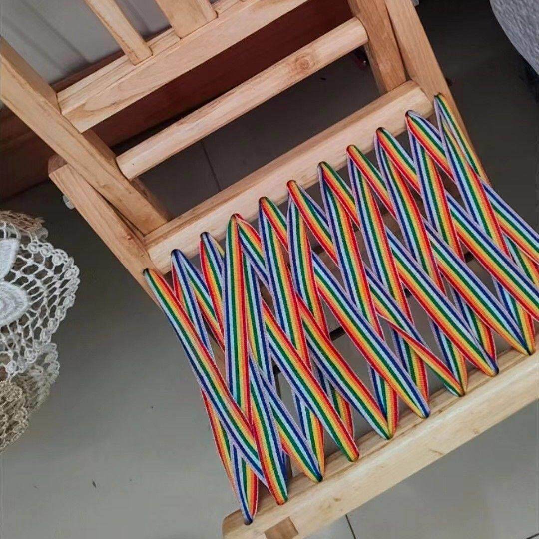 马扎专用绳编织带彩虹色耐磨小推车躺椅凳子编织带吊椅吊篮扁绳子图片
