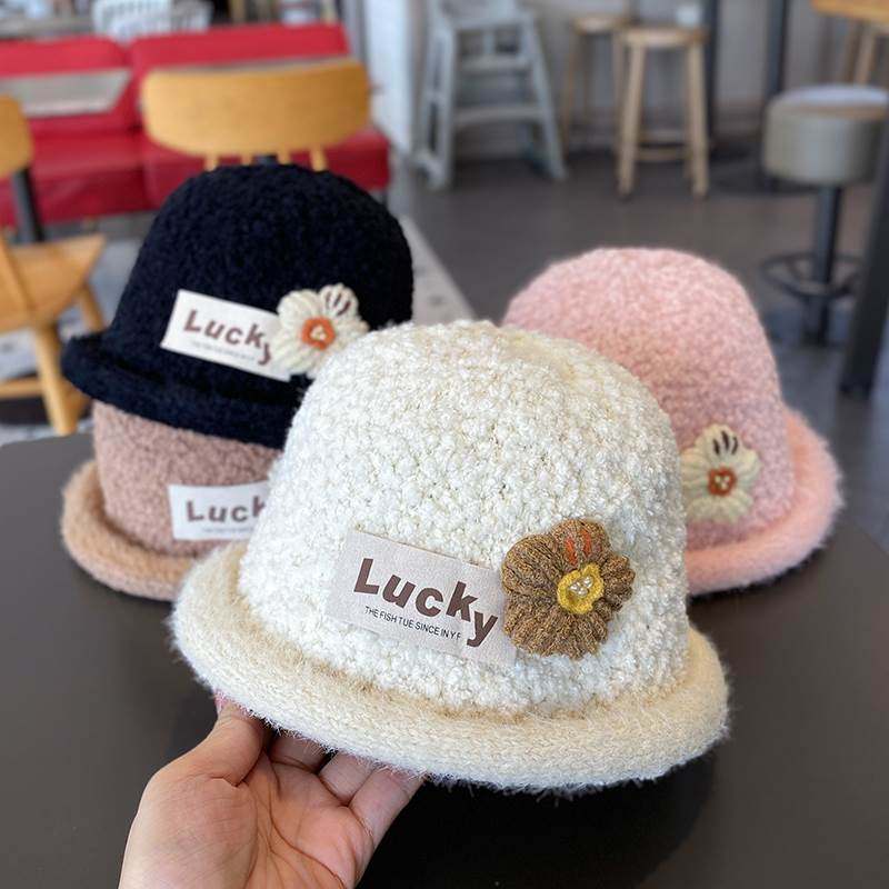 儿童帽子秋冬季韩版女童花朵渔夫帽女宝宝加厚保暖洋气百搭水桶帽,服饰配件/皮带/帽子/围巾,多件套,淘宝优惠券,粉丝福利购,淘宝优惠卷