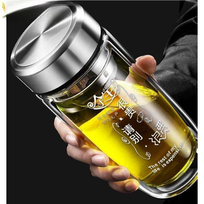 双层中空钢化玻璃杯摔不烂的保温水杯茶水分离男士2026防摔耐高温图片