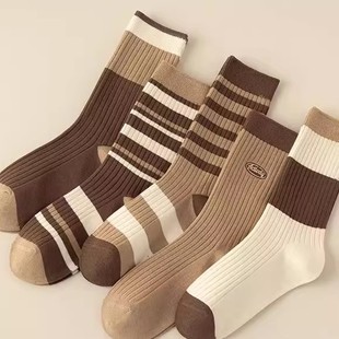 诸基袜秋冬女式 无骨丝袜 中筒袜美拉德棕色棉袜覆古堆袜冬季
