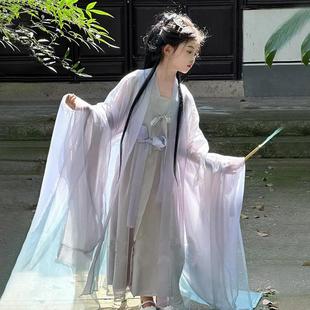 国风女童汉服广袖古筝演出服2025新款儿童战国袍夏季古风女孩古装