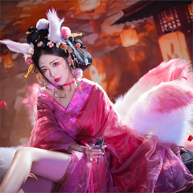 妲己战国袍云台山影楼摄影服装写真性感华丽宫廷拖尾直裾提花汉服
