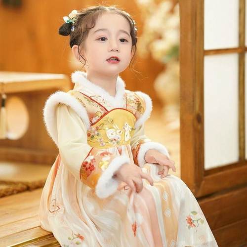 女童拜年服冬款唐装汉服小女孩中国风古风连衣裙女宝襦裙2026年新