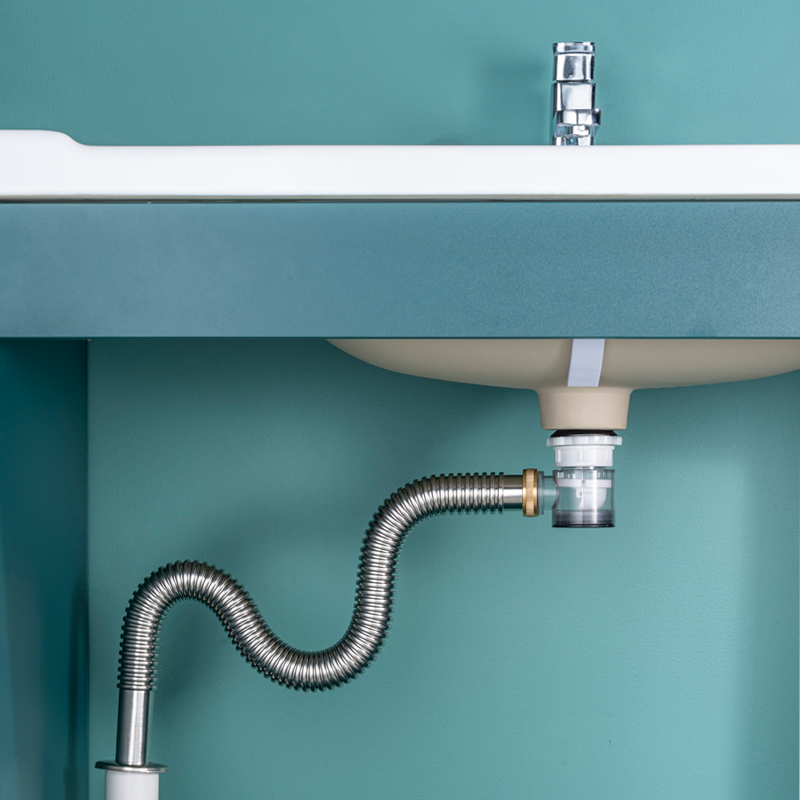 dln304不锈钢面盆下水器波纹管横排洗脸台盆洗手池排水管防臭防堵