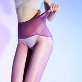 巨峰葡萄紫极光丝袜超薄丝滑油亮透明无缝裆性感开裆黑丝袜男女款