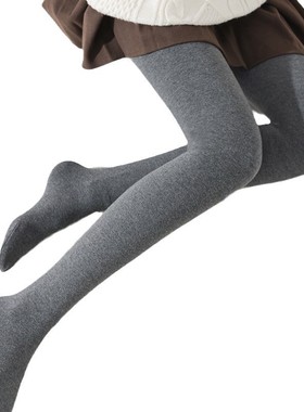500D平纹打底裤女平板棉连裤袜加绒秋冬季灰色踩脚保暖裤加厚