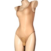 男士 全透明油亮情趣泳衣带jj套性感超薄丝滑反光诱惑连体丝袜套装