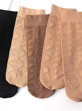 袜子女锦纶高档织花艺术品丝袜中厚耐穿肤色黑色春秋四季妈妈袜