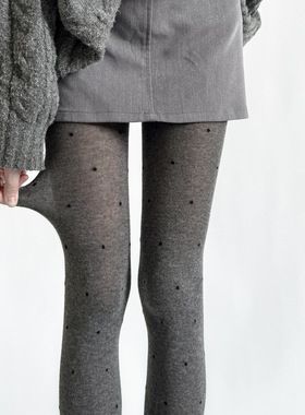 薄透才是YYDS秋冬复古波点提花连裤袜灰色系平板打底裤显瘦袜裤