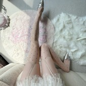 吊带丝袜一体高弹力连裤 袜性感长筒超薄高个子大点点过膝袜0D油光