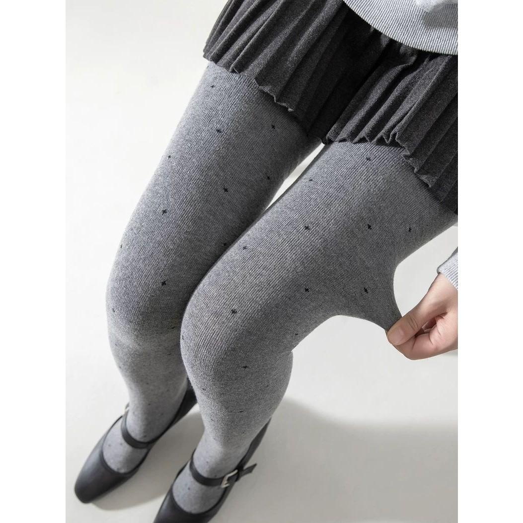 波点灰色打底裤女2025新款外穿秋冬季加绒连裤袜弹力显瘦保暖棉裤