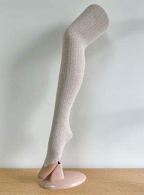 春秋棉500D日系麻花打底裤女外穿秋冬季加绒加厚打底袜灰色连裤袜