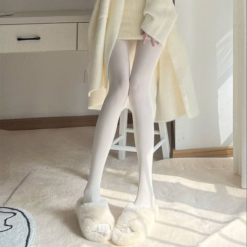 Lolita纯欲奶白色白丝袜软萌可爱jk天鹅绒120d连裤舞蹈打底裤
