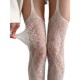 辣妹吊带袜女y2k亚文化白色蕾丝提花渔网袜千禧凤性感黑丝连裤 袜