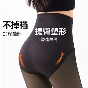 袜 加绒加厚光腿神器高腰收腹不档连裤 高透黑透肤打底裤 女秋冬季
