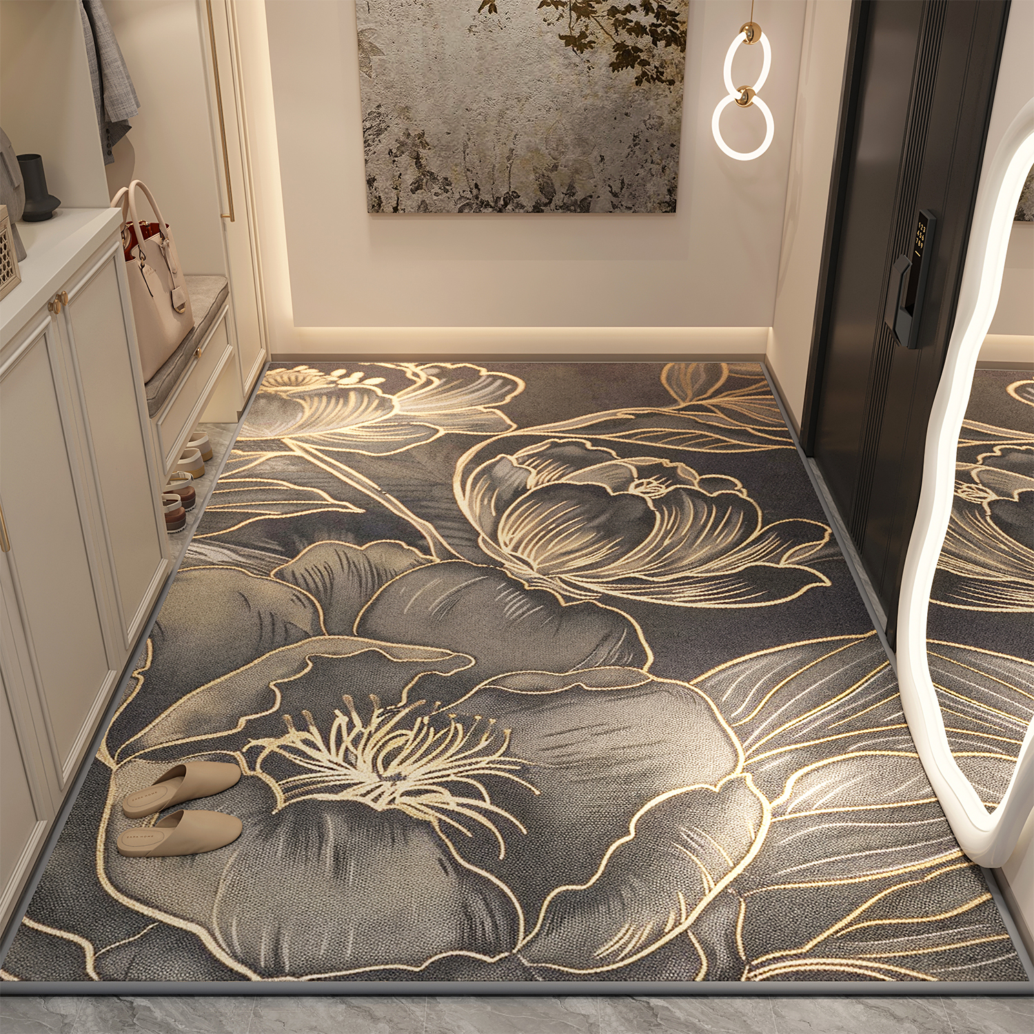 入户门地垫轻奢高端可裁剪地毯北欧复古门垫进门家用玄关客厅脚垫