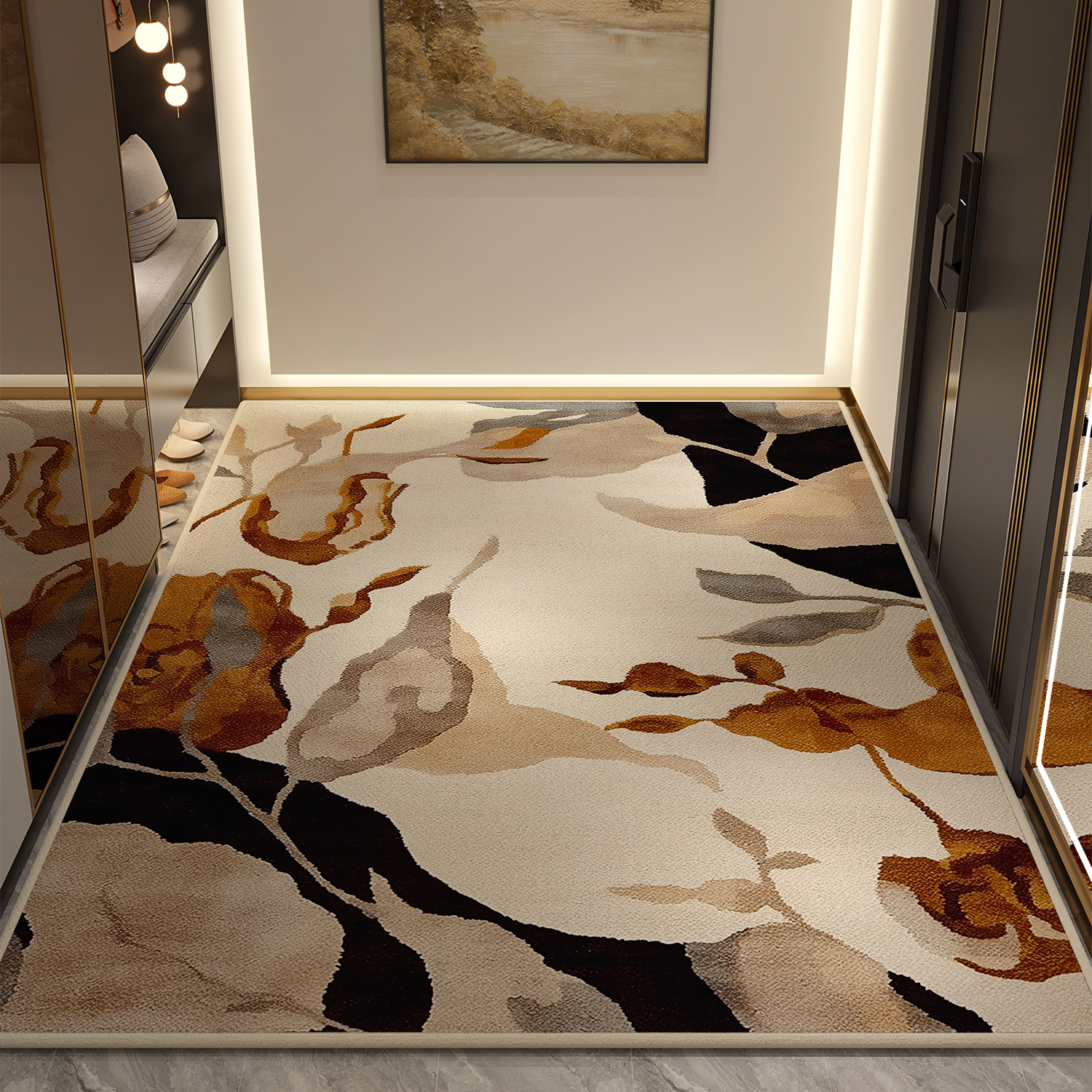 入户门地垫轻奢进门地毯家用门垫门口脚垫耐脏高级可裁剪玄关客厅