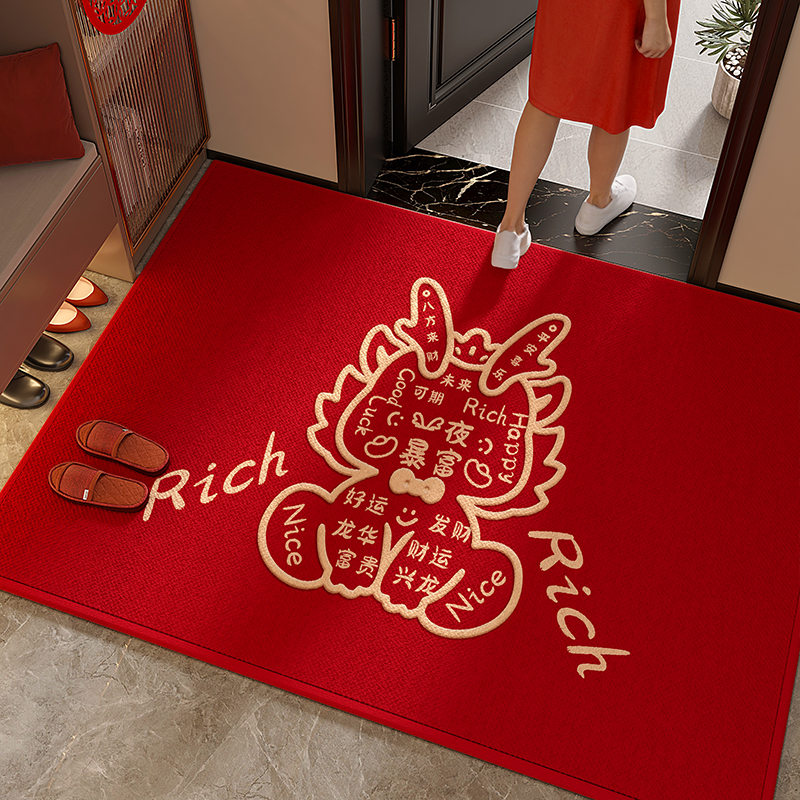 红色喜庆入户门垫可定制可裁剪