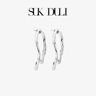 百搭耳钉饰品博主同款 苏克都哩万物扭结耳环金银色个性 DULI SUK