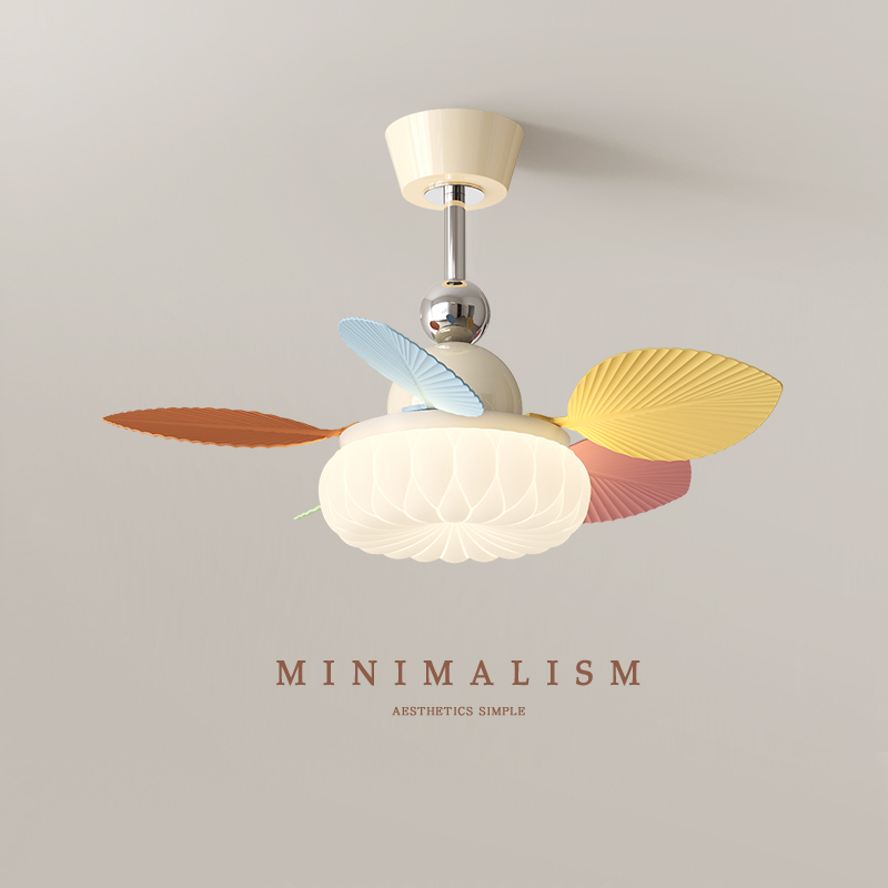 法式中古儿童房彩色风扇灯卧室餐厅全光谱护眼吊扇灯现代电扇灯