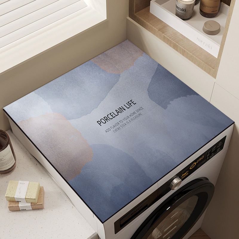 硅藻泥滚筒洗衣机盖垫轻奢高级感防尘罩防晒台面保护垫床头柜盖布