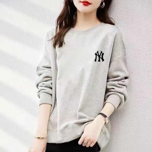 纯棉圆领卫衣女加绒加厚