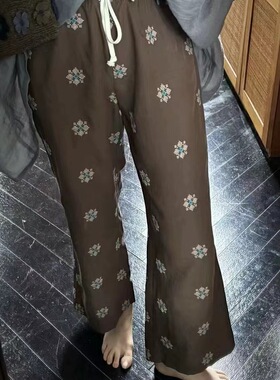 OWISH 奈良少女 重磅刺 定纺天丝棉麻超显瘦清凉微喇长裤遛弯裤