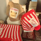 冬日毛孩美拉德狗狗猫咪宠物圣诞装 扮 帽子手工编织毛线可爱过年装