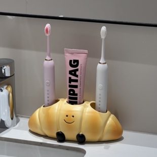 可颂牛角包牙刷架陶瓷电动卫生间洗漱套装收纳置物架牙膏牙刷底座